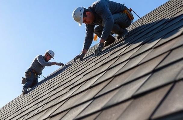Asphalt shingle installation on residential property