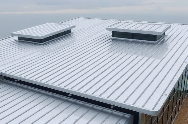Metal roof project on commercial building