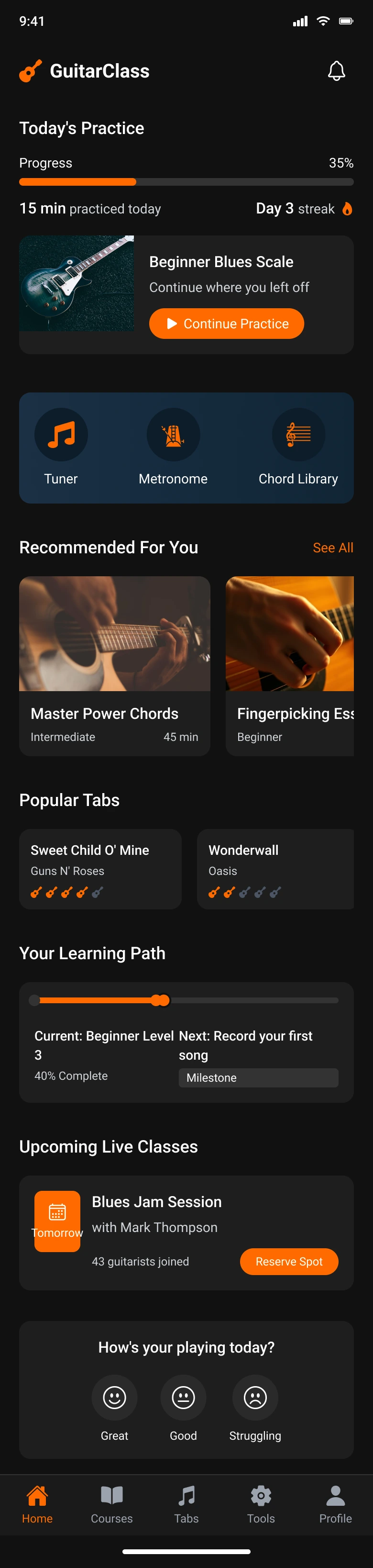 Guitar Learning Platform - GuitarClass