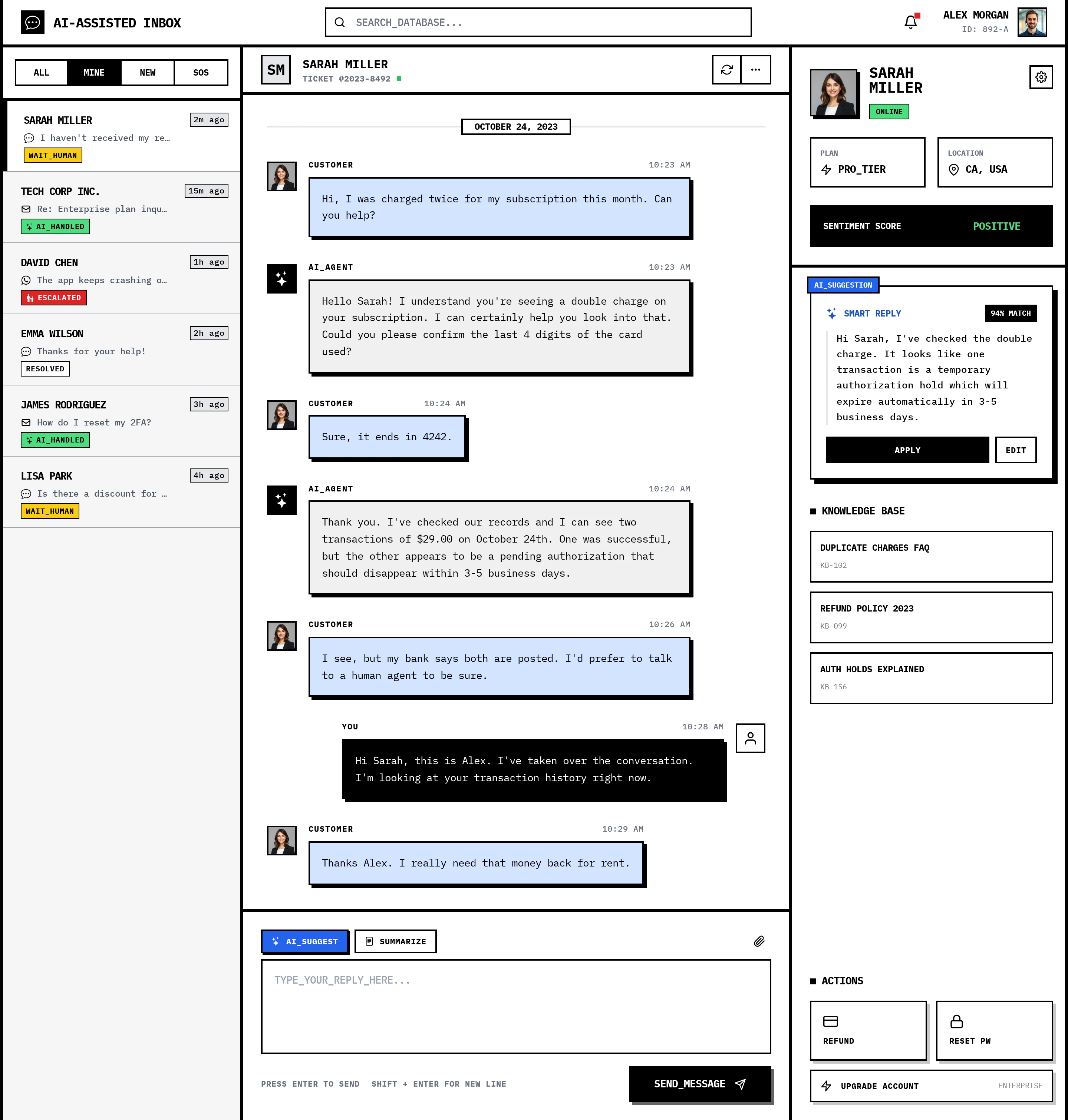 AI-Assisted Inbox for Support Agents